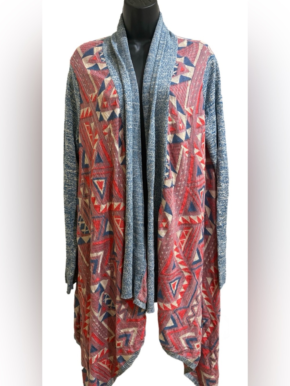Lucky Brand Open-Front Aztec Print Draped Cardigan Sweater ❤️